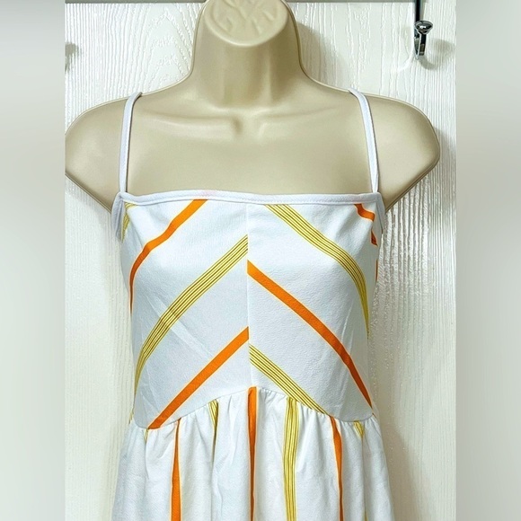 🟢 Unbranded White Sundress with Orange Stripes - Picture 4 of 9
